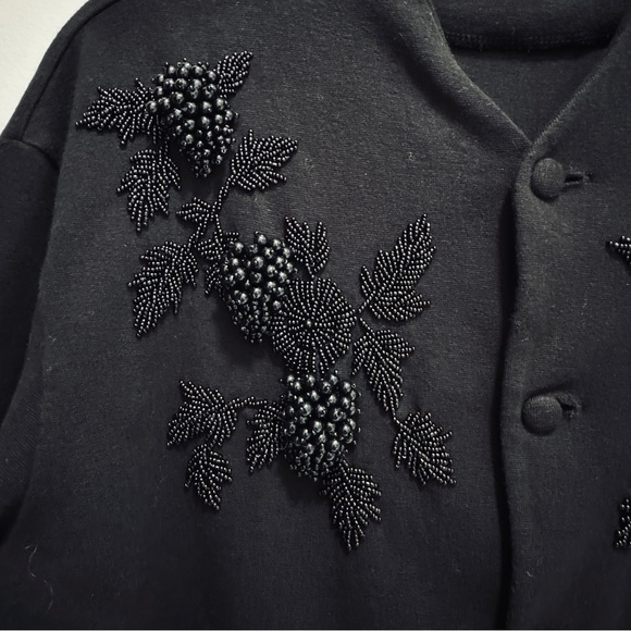 Vintage Vivienne Tam Beaded Cardigan, Black, Size 2 - Picture 5 of 13